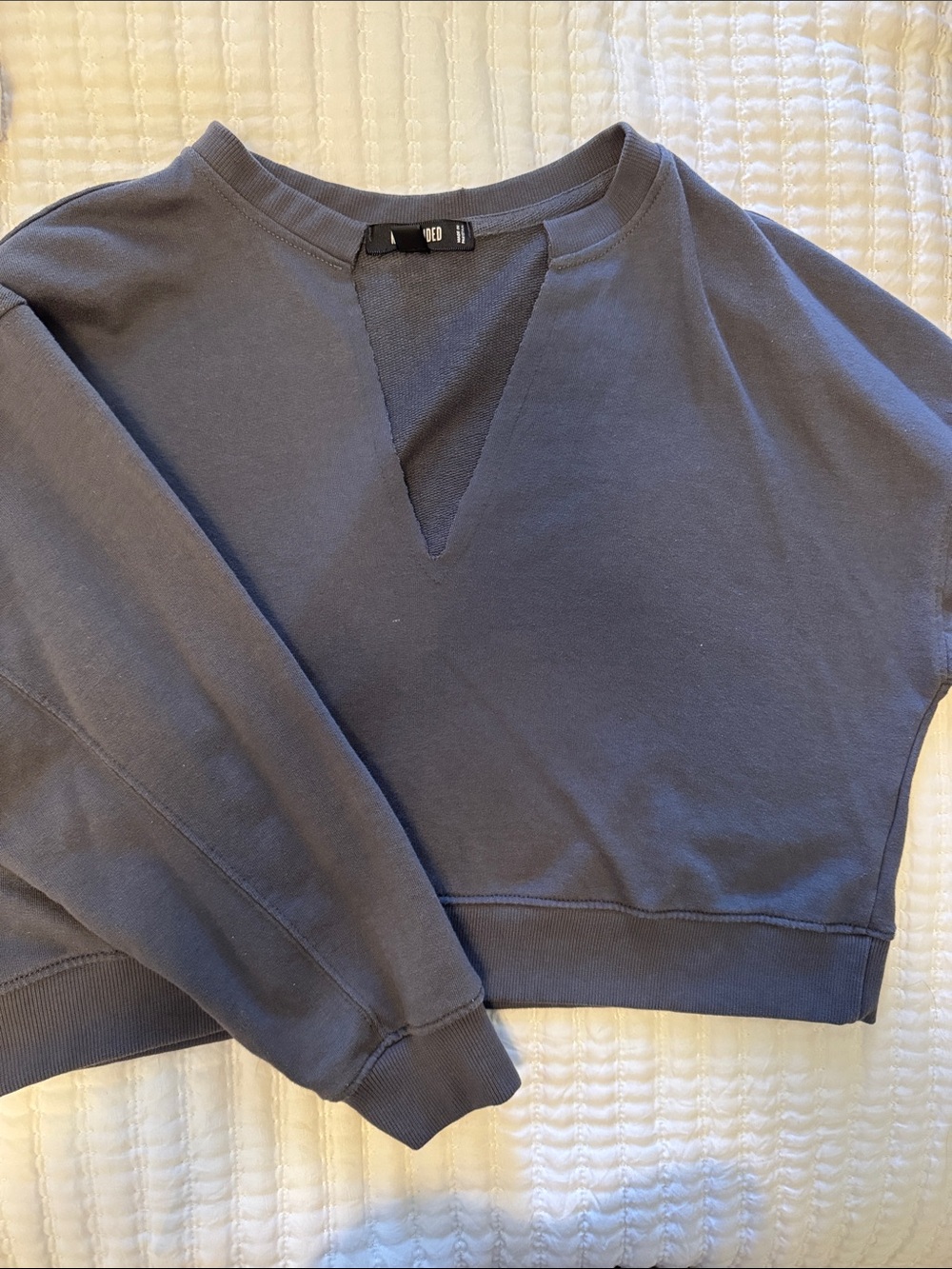 Missguided Slate Blue Cropped Scoop Sweatshirt